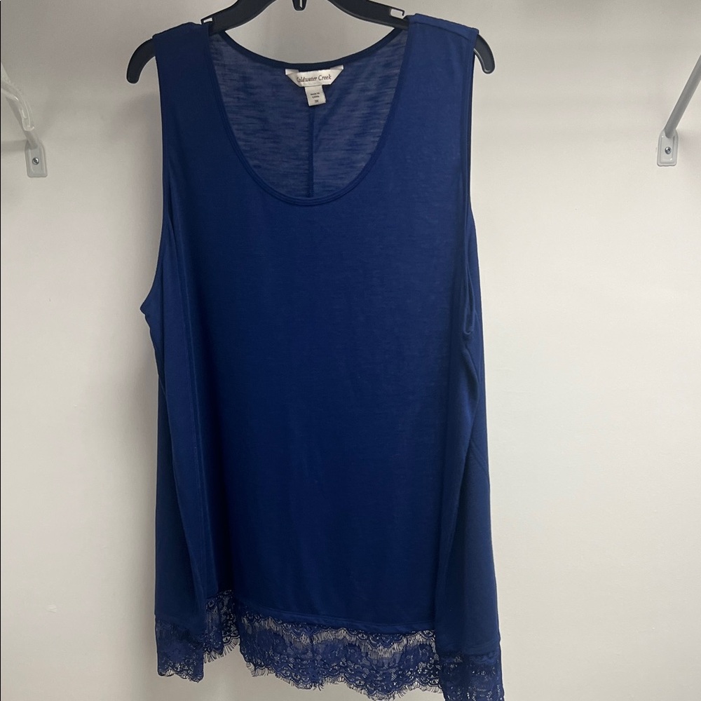 Coldwater Creek Royal Blue Lace-Hem Tank